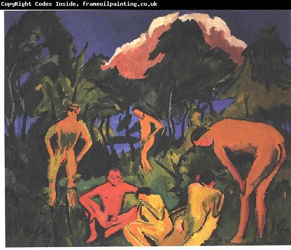 Ernst Ludwig Kirchner Nudes in the sun - Moritzburg